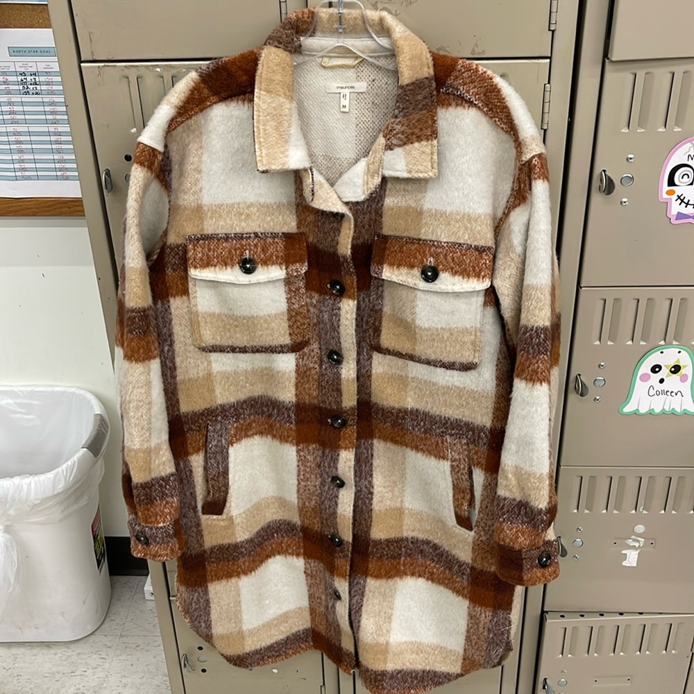 Maurices Medium Plaid Longline Shacket